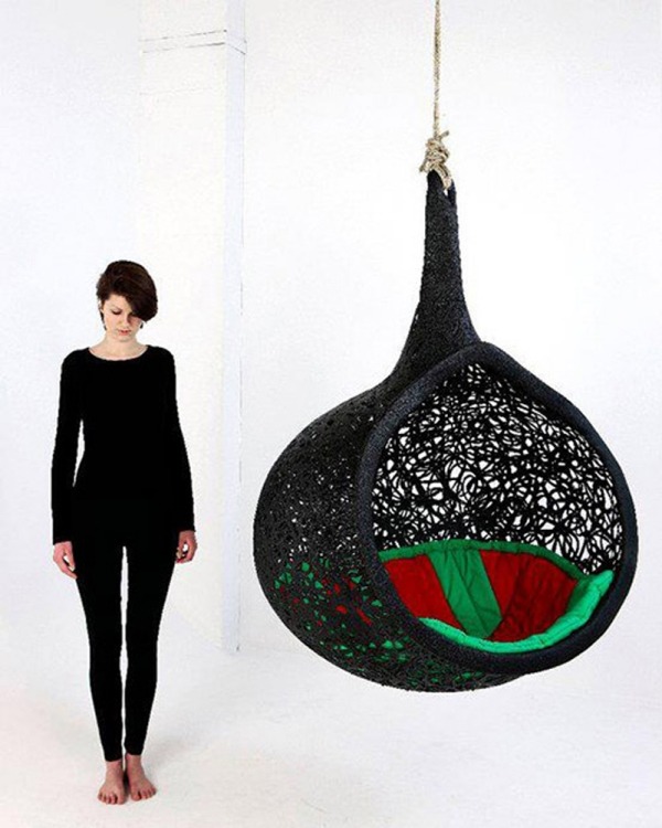 manu nest Maffam Závesné kreslo Freeform sopečná hornina manu nest Maffam Freeform závesná stolička čierna sopečná skala