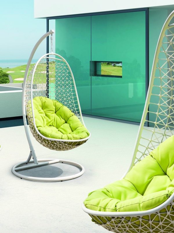 vonkajšia závesná stolička East End Imports pool biela zelená vonkajšia závesná stolička East End Imports pool biela