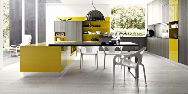 Kuchynský jedálenský kút v bielo žltom prevedení