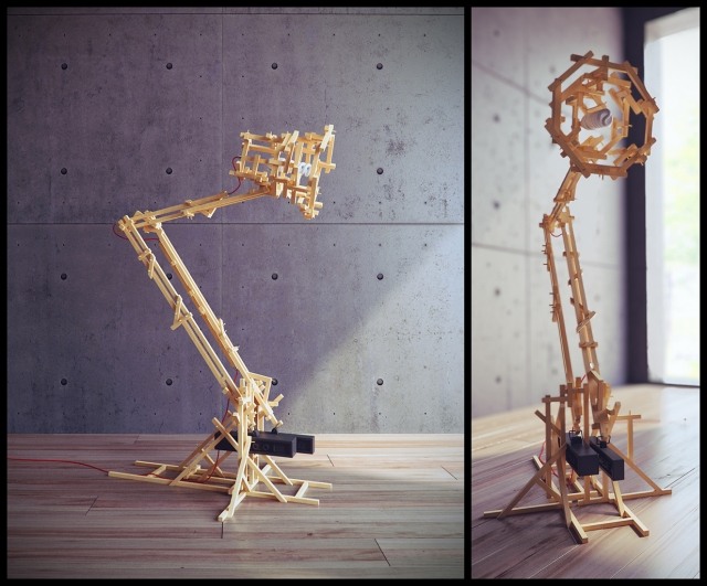 odvážny nový svet stojací lampa dubový rám