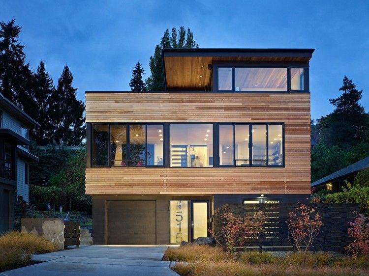 moderné-drevené-fasádne-domy-cédrové-drevo-čierne-okenné rámy-18-bicykle