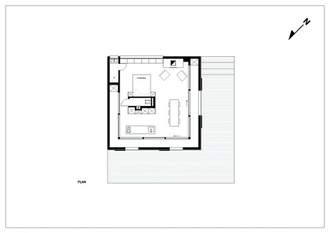 pôdorys prerobenej modernej horskej chaty vo švajčiarsku