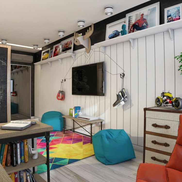 miestnosť pre mládež moderné farby korčule na ľad deco obrázky police