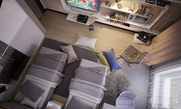 miestnosť pre mládež moderné sivé vankúše hodiť kreslo orgován