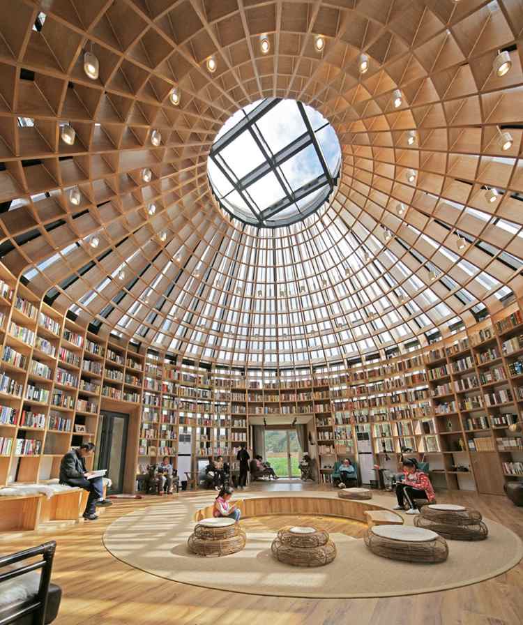moderná knižnica strechy z jurtu
