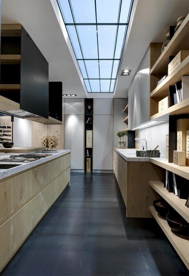 drevené dyhové kuchynské nástenné jednotky-biele kuchynské linky-hladký kameň drevená dyha kuchynský dizajn nástenné jednotky biela kuchynská linka zadná stena mramor