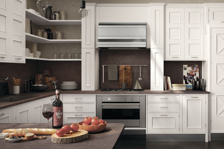 červeno-hnedé pracovné dosky a zadná stena Moderná kuchyňa - vidiecky štýl - červeno -hnedá doska