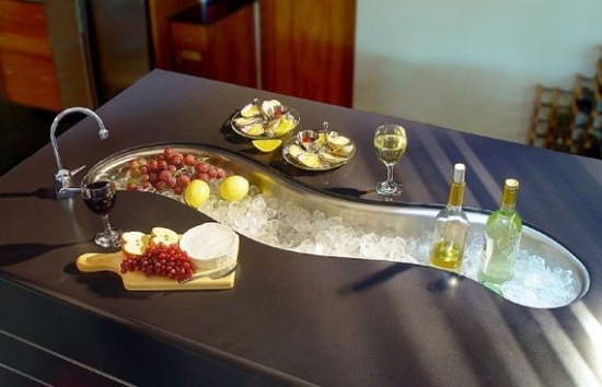 Kuchynský pútač Dizajnový kuchynský drez ostrovček Kuchynský dizajnér drez-ostrovček