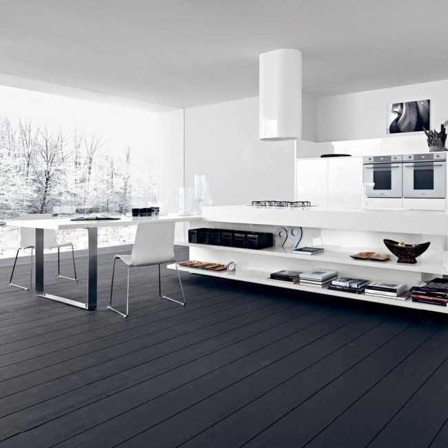 drevená podlaha tmavosivá lucrezia dizajnérska kuchyňa od cesar