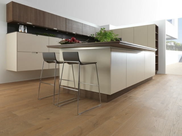 moderná kuchyňa kuchynská časť svetlé drevo tmavý buk Varná plocha svetlý drevený tmavý buk kuchynský ostrov jedálenský kút