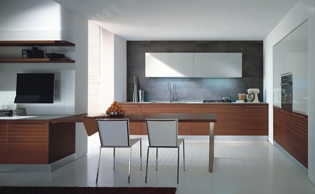 vstavané riešenia dizajnu kuchyne, kompozitný vzhľad dreva vstavaná kuchyňa moderný dizajn riešenie miestnosti výroba drevených optík