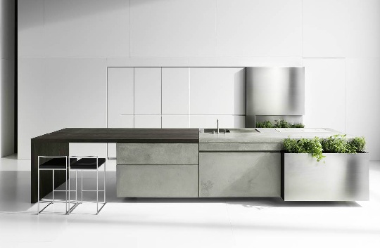 elegantný nerezový kuchynský ostrovček