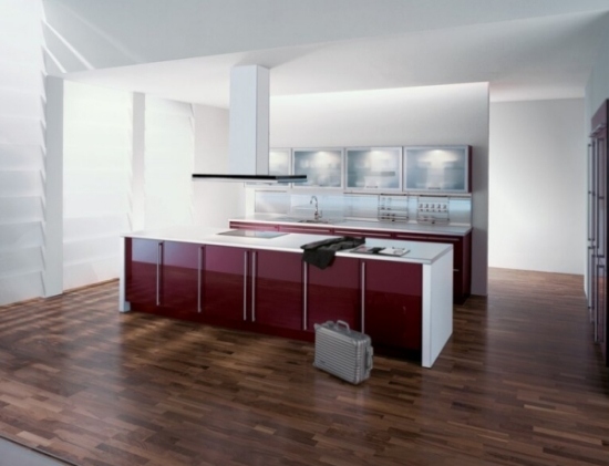 originálna dizajnérska kuchyňa červená a biela