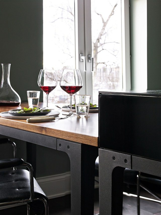 Dizajn kuchynskej linky dizajn drevený panel kovové nohy Kuchynský dizajn nápady na dizajn drevených kovových nôh