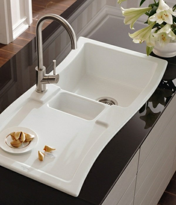 moderný kuchynský drez-biely moderný-kuchynský drez-biela