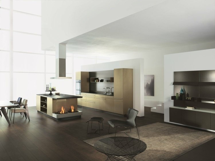 moderný kuchársky ostrov alnoinox alno krb deco sklo sklenené drevo