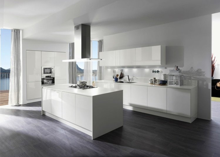 moderný kuchynský ostrovček aran masca laccata biely odsávač pár