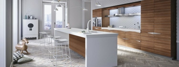 ostrov modernej doby snaidero kuchynská linka parkety sivá faucet biely