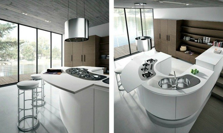 Kuchynský ostrovček moderná chrómová stolička Samina Gatto s okrúhlym dizajnom