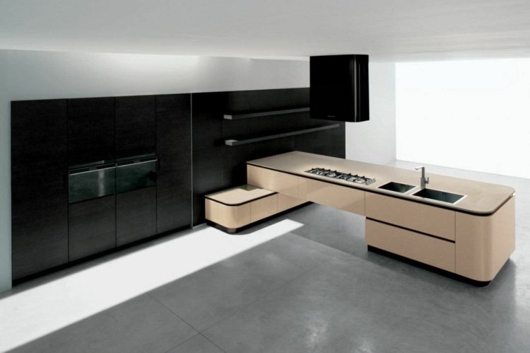 Kuchynský ostrovček moderný sydney doimo zaoblené rohy svetlý drez z tmavého dreva