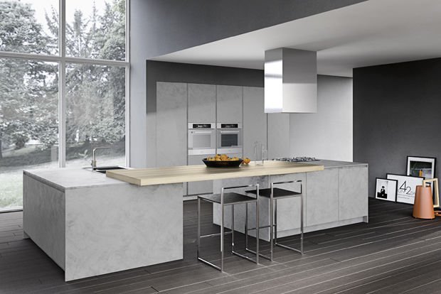 omicron armony kuchyňa kuchynský ostrovček drevo betón