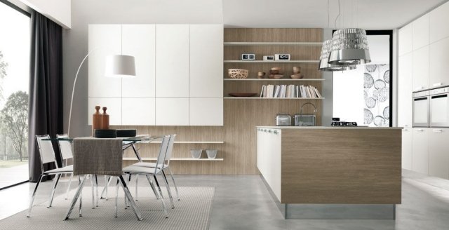 Venus zeccinon kuchyňa s integrovaným kuchynským ostrovom z bieleho dreva