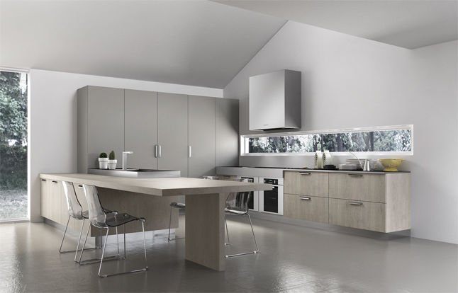 moderná kuchyňa s ostrovným matom z dreva beta armony