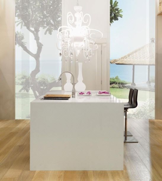 moderný kuchynský ostrov s jedálenským kútom biela arte antiqua