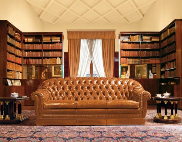 elegantná obývacia izba s pohovkou z béžovej kože