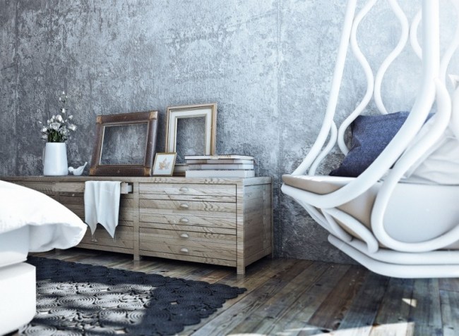 komoda z prírodného dreva moderný vidiecky dom s minimalistickým dizajnom