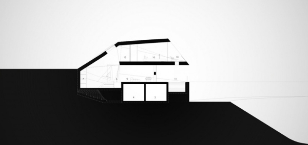 Moderná luxusná vila Rhodos, energeticky účinný plán prierezu