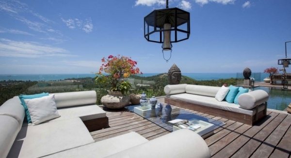 luxusná vila exotický interiérový salónik luxusná vila s exotickým interiérom