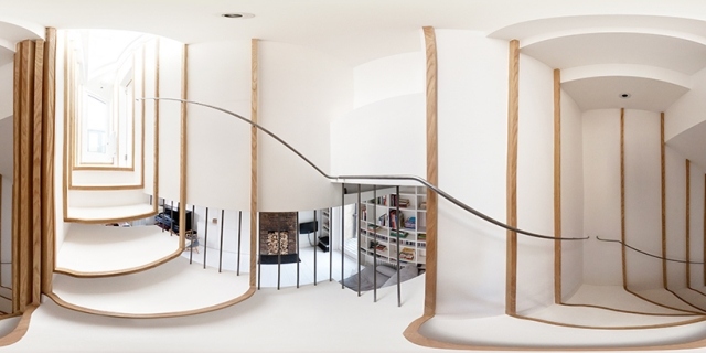 Rekonštrukcia bytu schody, druhé poschodie, drevené prvky malý byt renovačné schody druhé poschodie