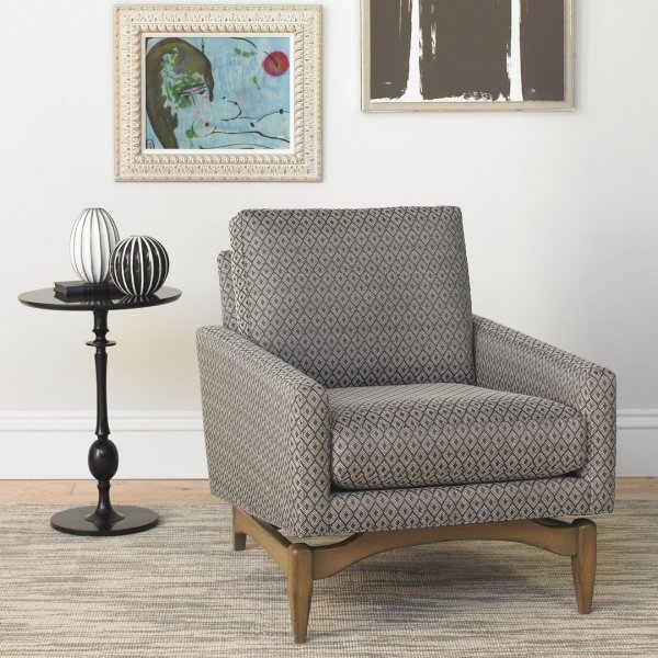 Čalúnená sedacia súprava v drevenom ráme-sivý vzor z polovice storočia Čalúnený sedací stôl, drevený rám, sivý vzorovaný vzor z polovice storočia