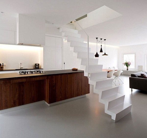 biele schody-moderný-dizajn