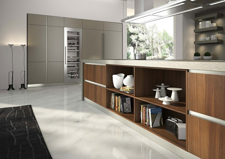 Moderný kuchynský ostrovček s nástennými policami a úložným priestorom Moderný-modulárny-kuchynský-kuchynský-program-taliansky-Snaidero