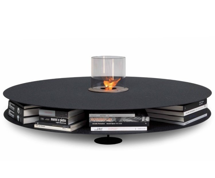 Konferenčný stolík Zerino funguje ako vnútorný krb s etanolovým horákom konferenčný stolík-zerino-vnútorný-krb-oceľ-krb-s-etanolom-spaľovacia-komora-polička na knihy