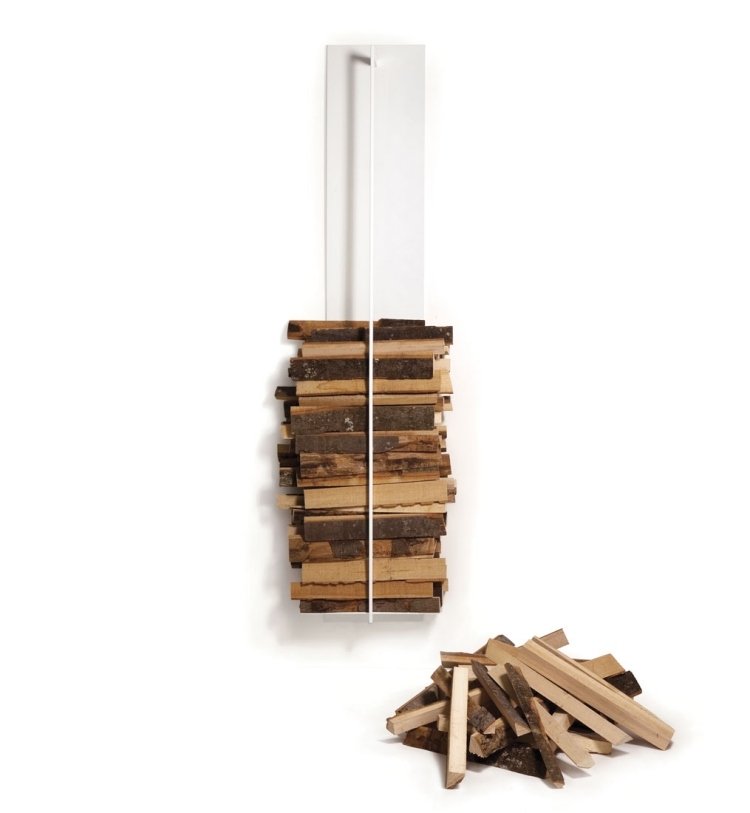 Páskový nástenný závesný stojan na krbové príslušenstvo z nehrdzavejúcej ocele závesný na stenu-stojan na palivové drevo-nerezová páska-moderné-krbové príslušenstvo