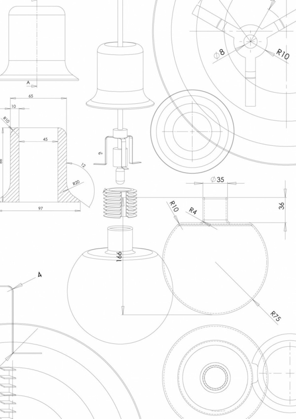 skica moderných závesných svetiel