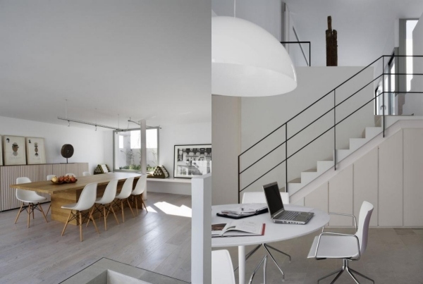 Interiérový dizajn domácej kancelárie v bielom interiéri