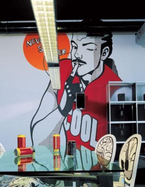 moderný penthouse byt superhrdina motívy dekorácia na stenu moderný strešný dom so superhrdinskými motívmi nástenná dekorácia