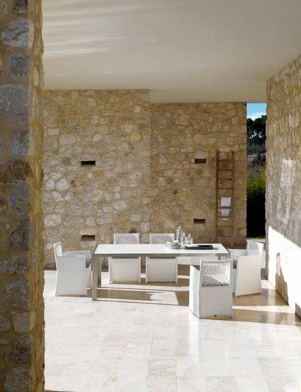 ratanový vonkajší nábytok Jedálenský nábytok Expormin biely stredomorský ratanový záhradný nábytok Expormin biela stredozem