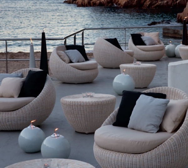 Ratanový záhradný nábytok Modré kreslá Point