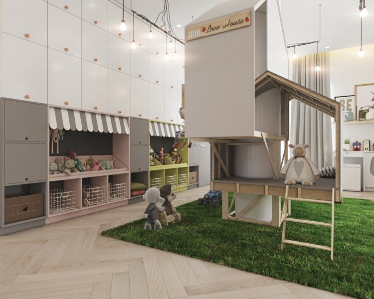 Veľká nástenná jednotka v minimalistickom štýle moderná-stenová-jednotka-detská-herňa-zariadenie-úložného-priestoru-ihrisko
