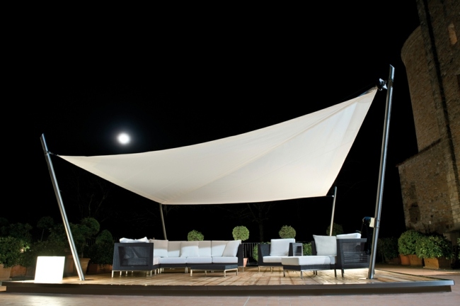 Terasa s kovovým rámom odolná voči vetru Terasa markízy, vetruvzdorná záhradná konštrukcia