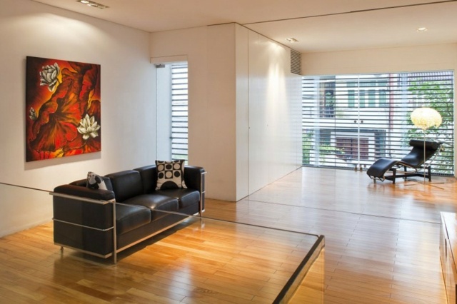 Wall art drevená podlahová krytina biele steny