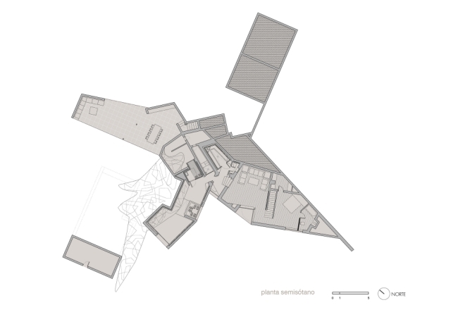 prierezový plán el viento moderná vila mramorový kamenný základ plán modernej vily el viento na mramorovom základe
