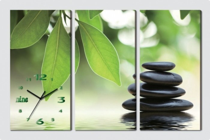 moderná nástenná maľba so nástennými hodinami ako dekorácia do obývačky nástenná maľba s hodinami-obývacia izba-nápady na dekoráciu