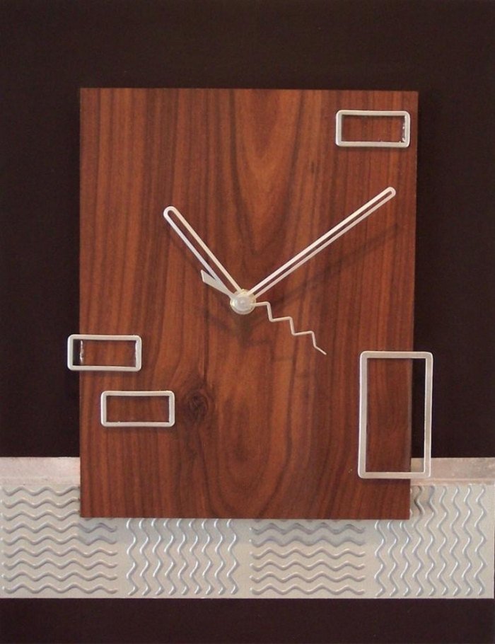 obdĺžnikové nástenné hodiny vyrobené z drevo-bielych ručičiek Moderné nástenné hodiny vyrobené z dreva, obdĺžnikového dizajnu