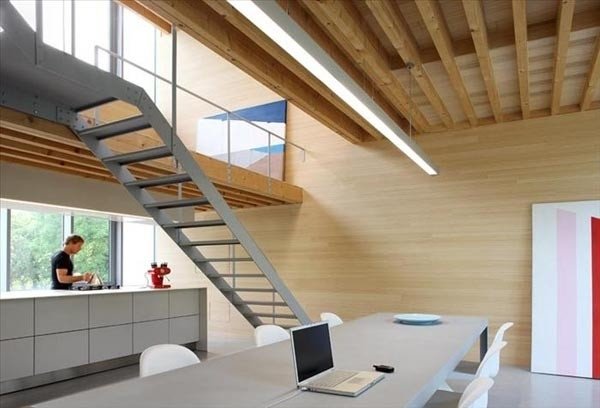 jedáleň rebrík nápady obklad na stenu drevo nápady rebríka v jedálni na obklad dreva